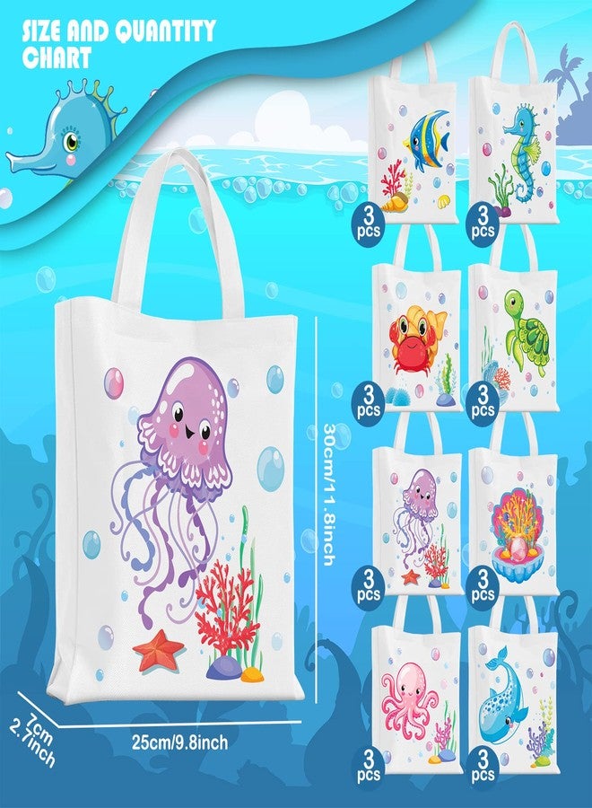 Ferraycle 24 Pcs Sea Animals Party Favor Bags Under the Sea Goodie Bags Cute Marine Favors Treat Supplies for Baby Shower Birthday Party Decor(Fresh Color) - Image 4